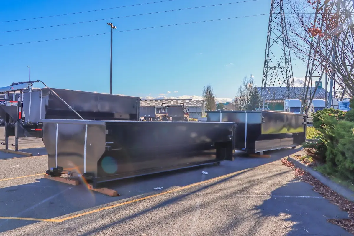 Roll-off dumpster ready for waste disposal at job site for Roofing Dumpster Rental in Park Ridge